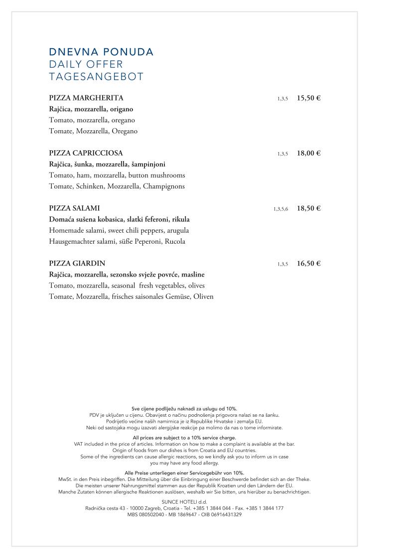 Menu di Puž restaurant 