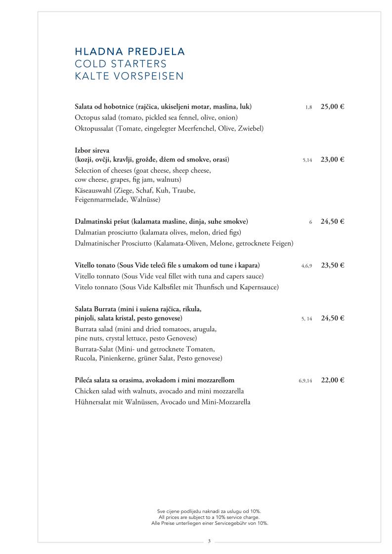 Menu di Puž restaurant 