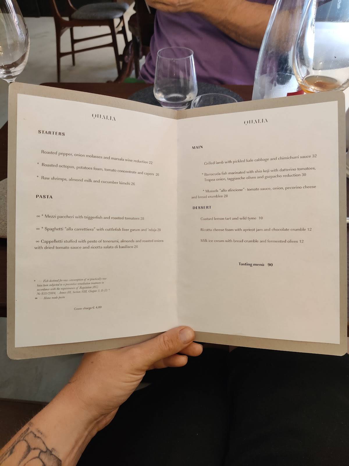 Menu di Qualia 