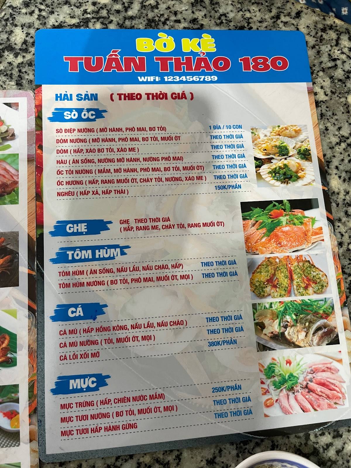 Menu at Quán Tuấn Thảo 180 - Hải Sản Bờ Kè Hàm Tiến, Mũi Né restaurant ...