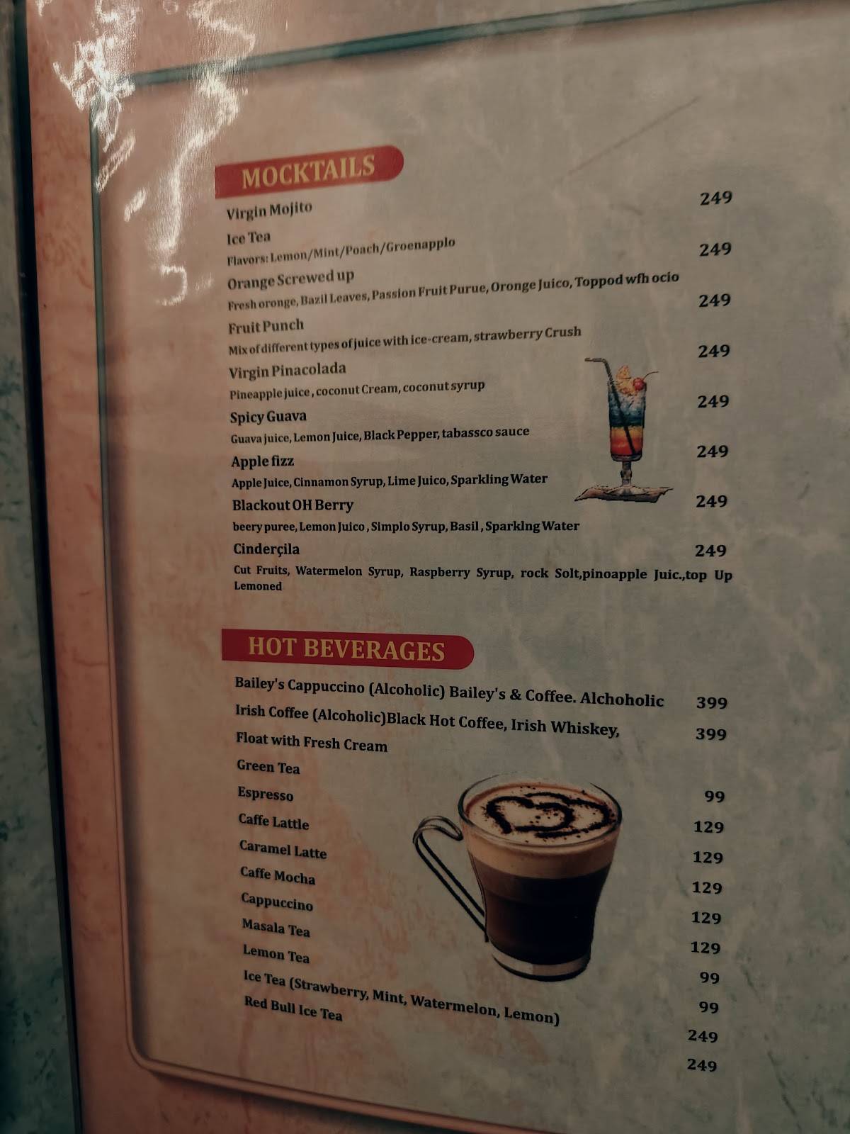 Queen's hub Night Club Rooftop Restaurant menu