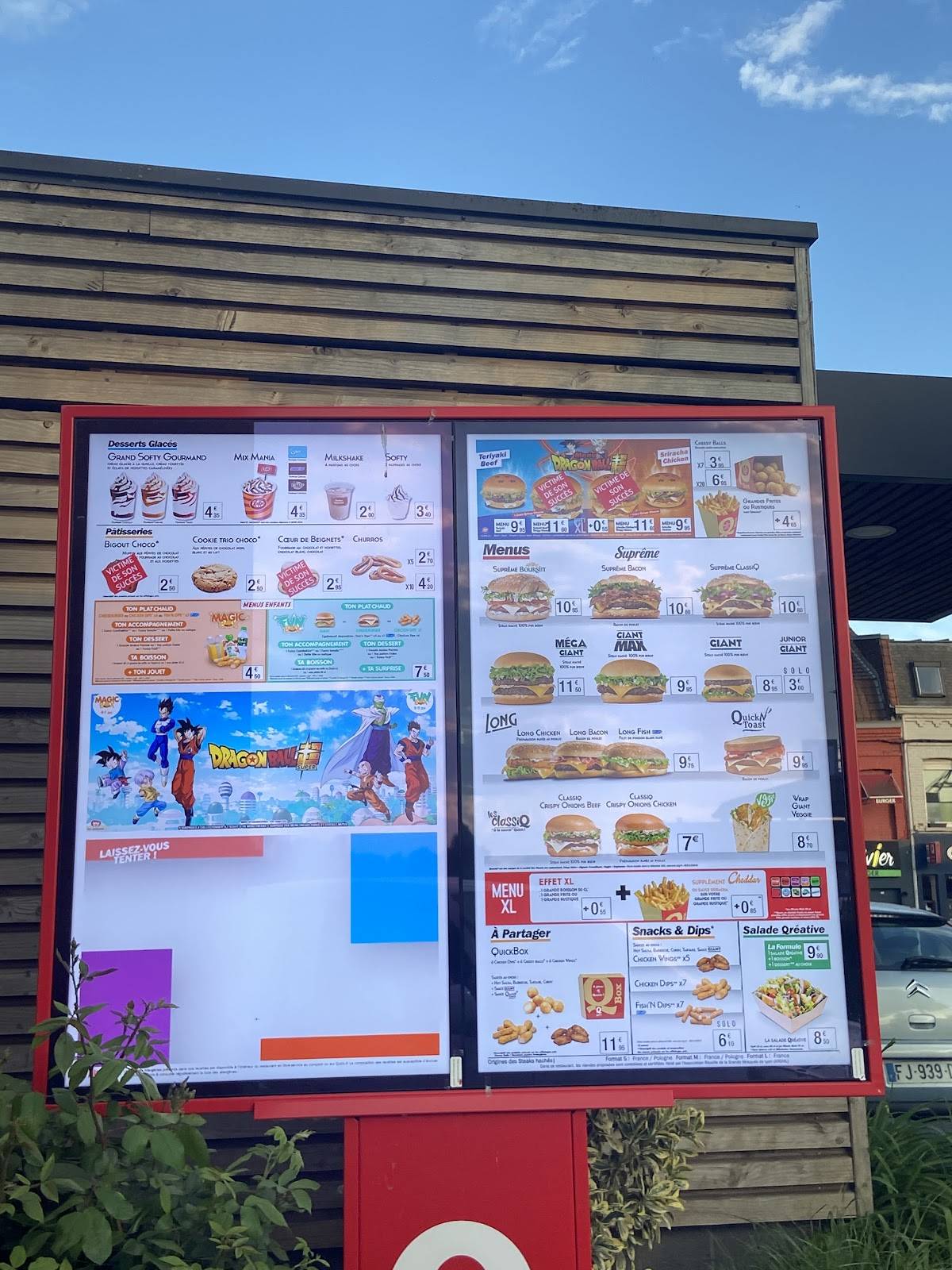 Menu de Quick Lille Loos
