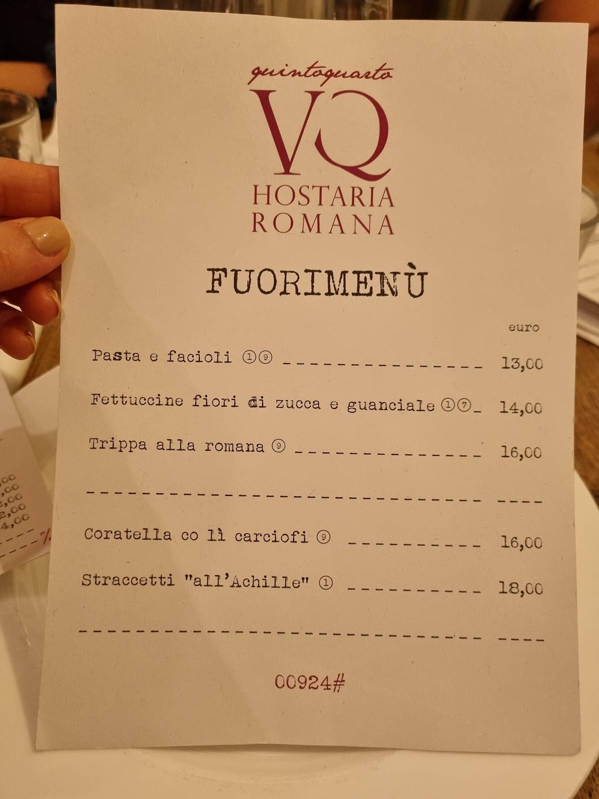 Menu di Quinto Quarto Ristorante 