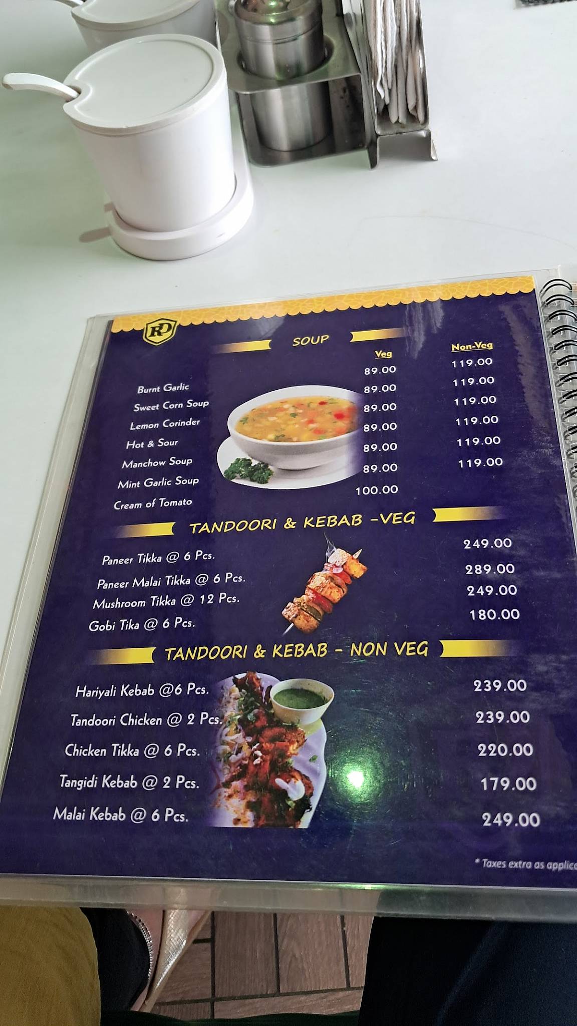 RAJDARBAR Restaurant menu