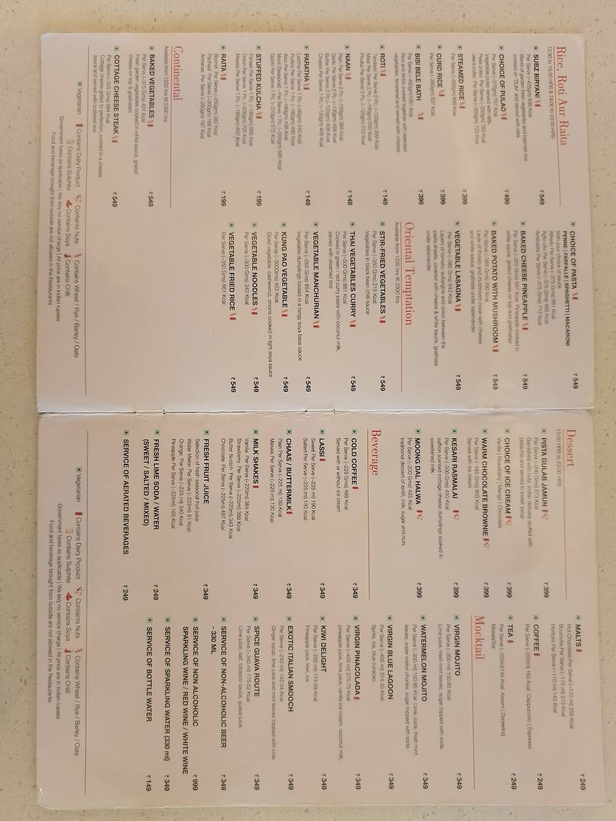 RBG - Park Inn By Radisson surat menu