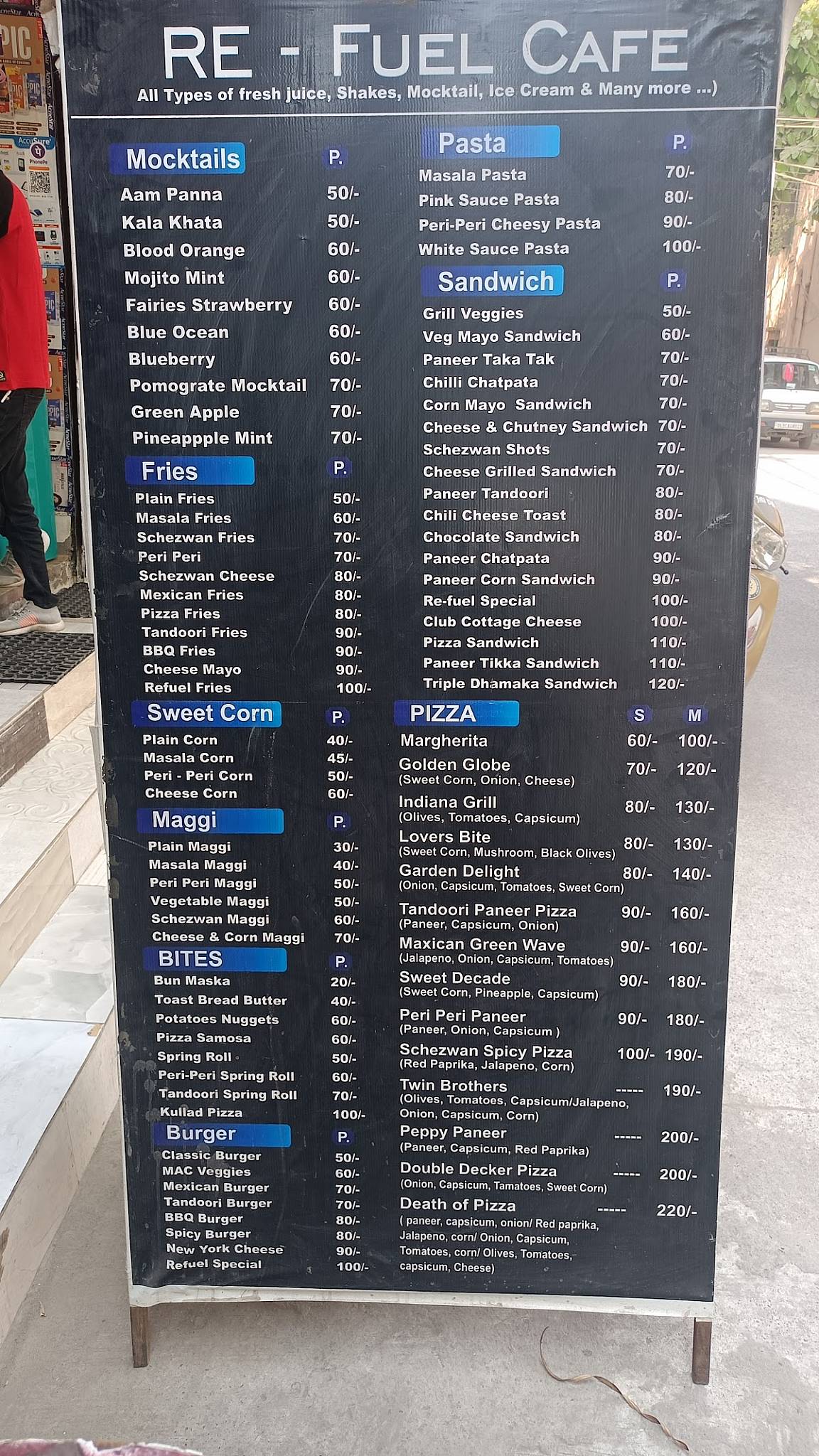 RE-Fuel Cafe menu