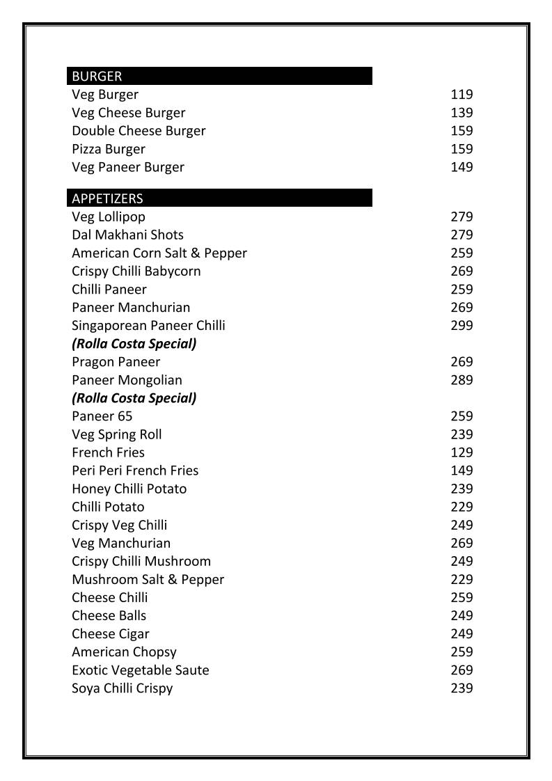ROLLACOSTA menu