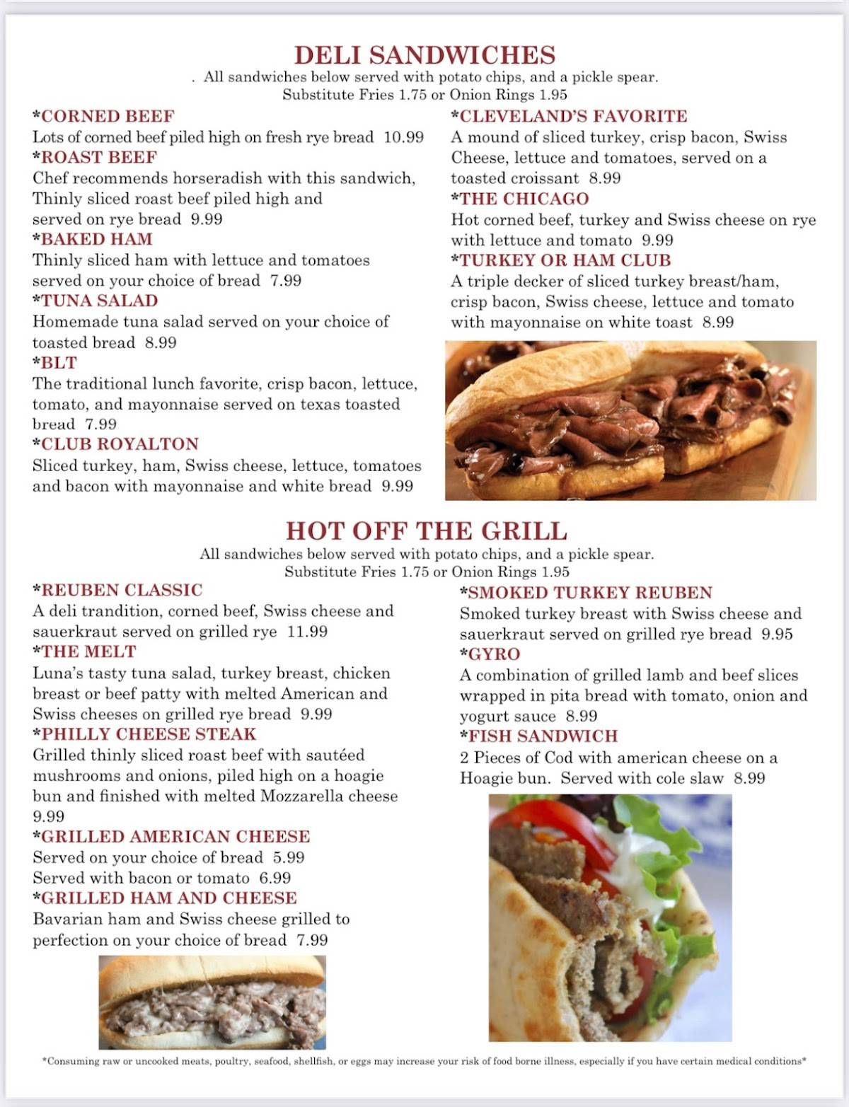 Menu at RUMA’S RESTAURANT, North Royalton