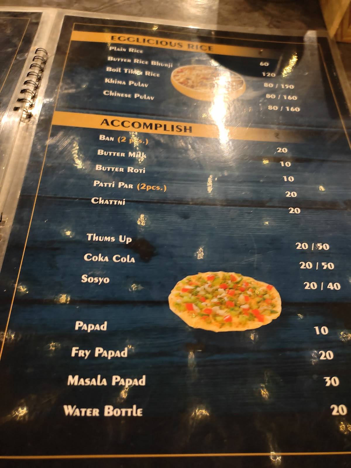 Raju Omlet menu