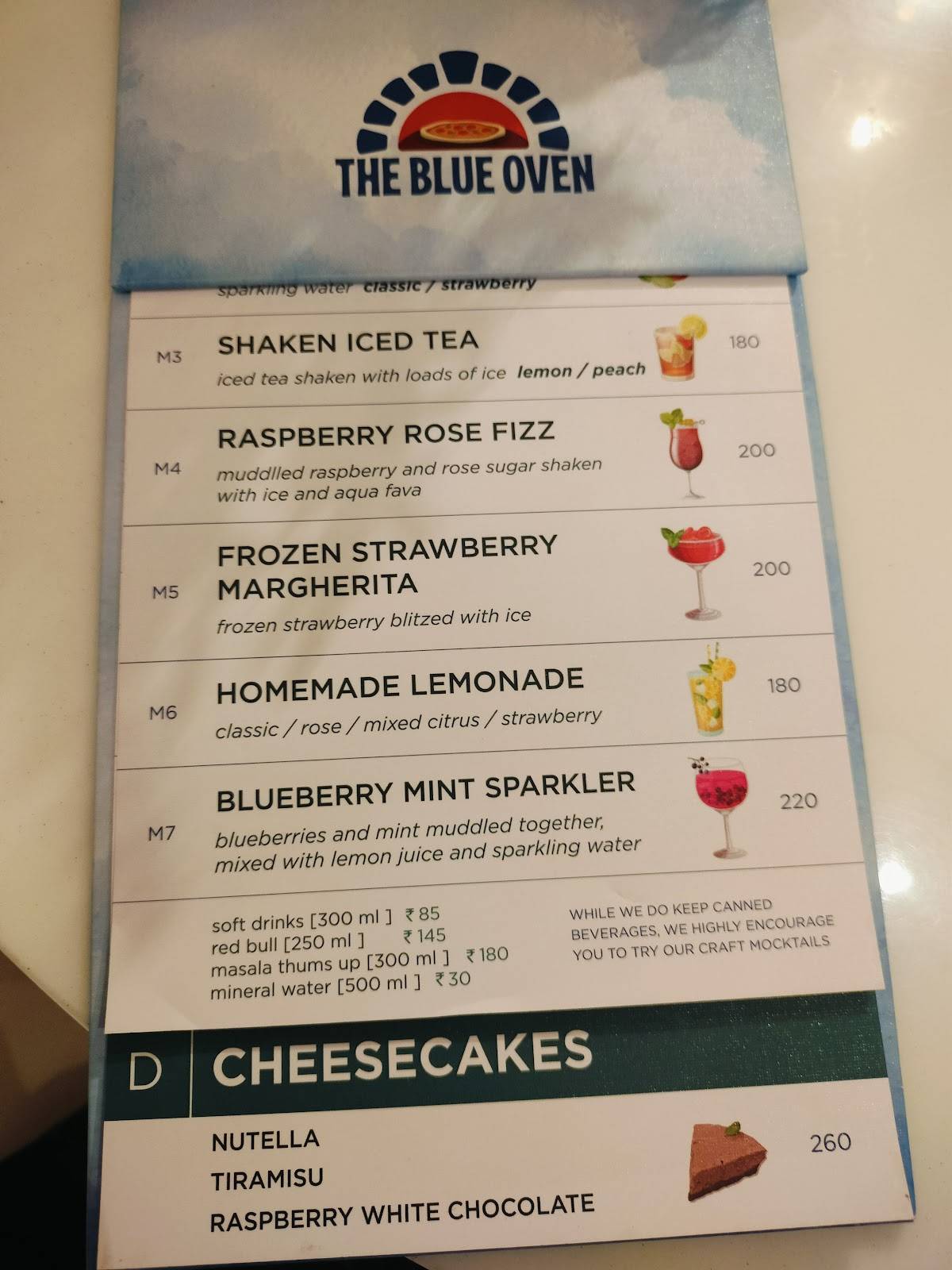The Blue Oven menu