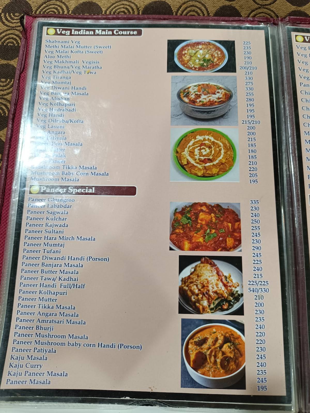 Rajmahal Fine Dine Restaurant menu