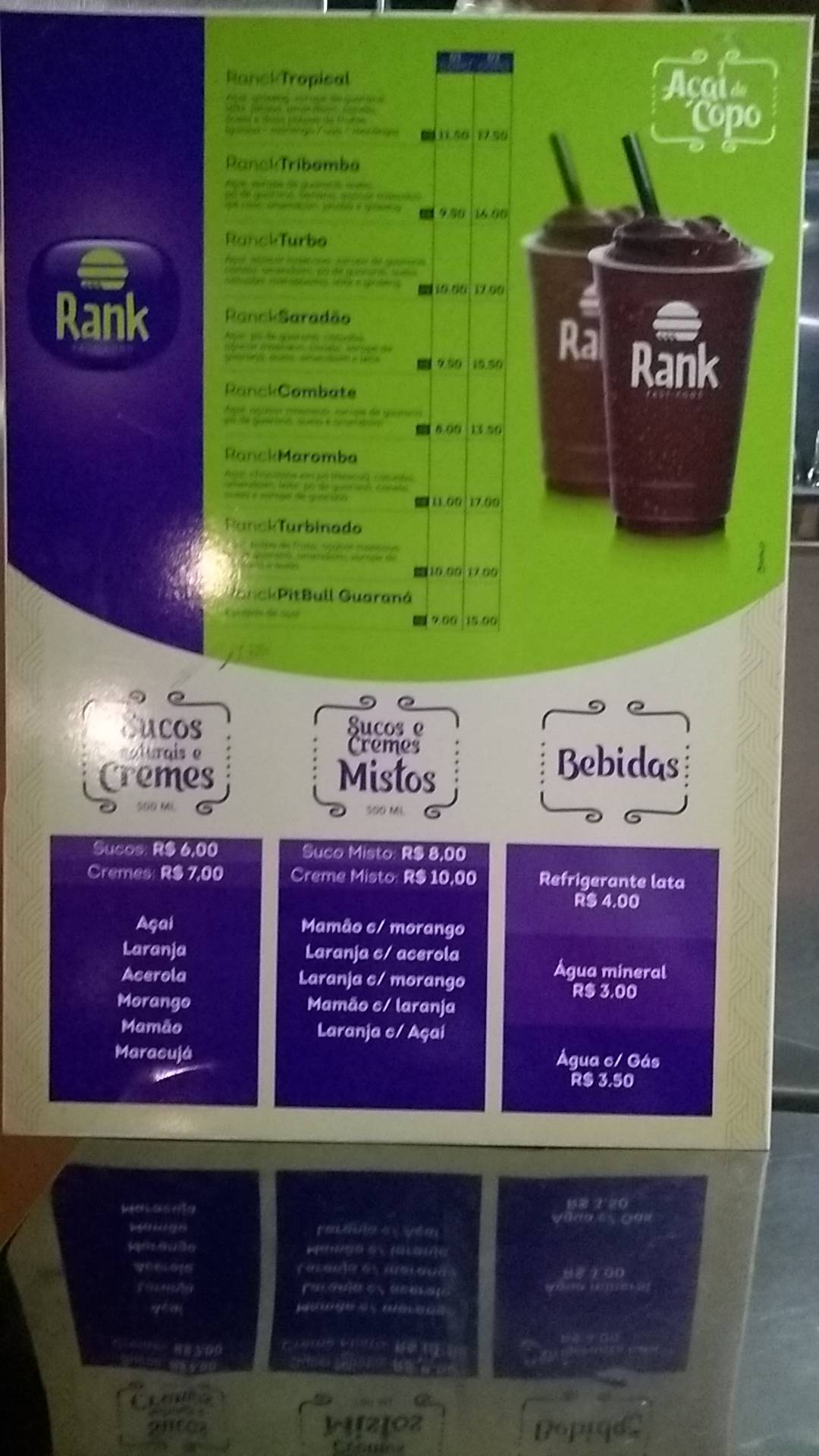 Rank Burguer cardápio
