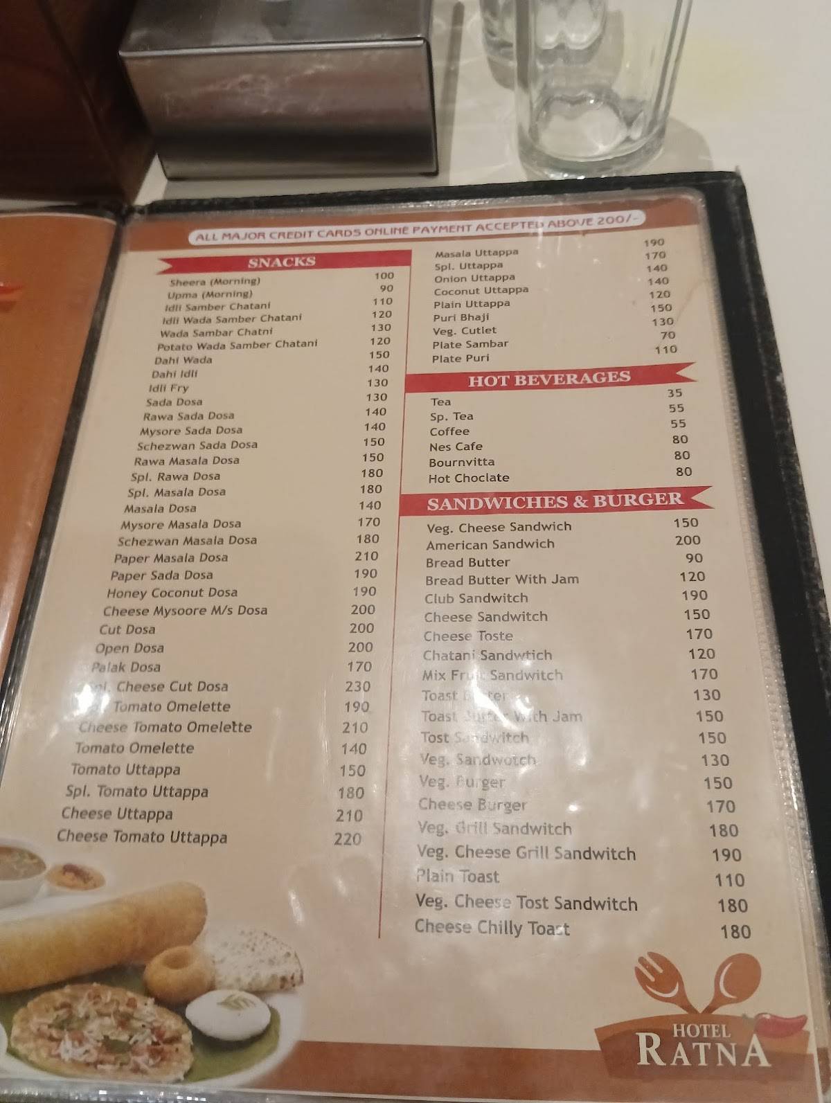 Ratna Hotel menu