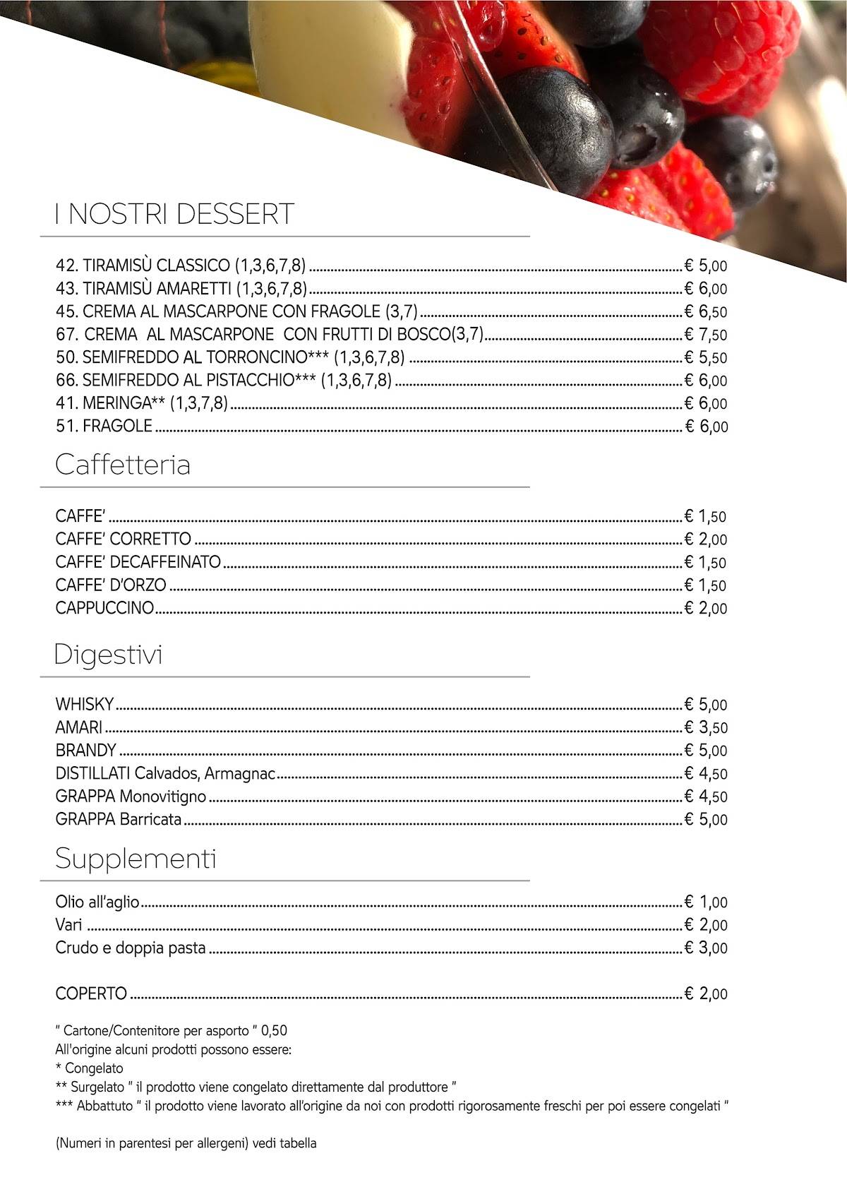 Menu di Pizzeria Ristorante Da Mimmo 