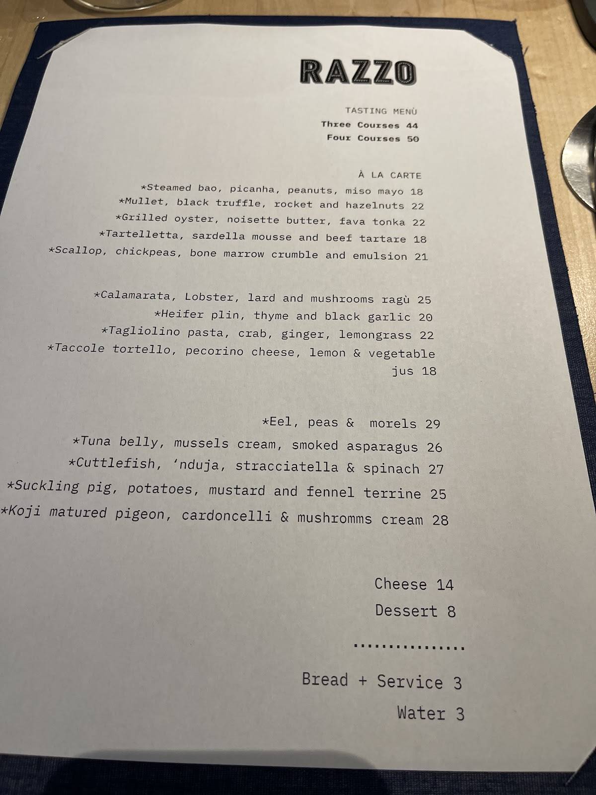 Menu de Razzo