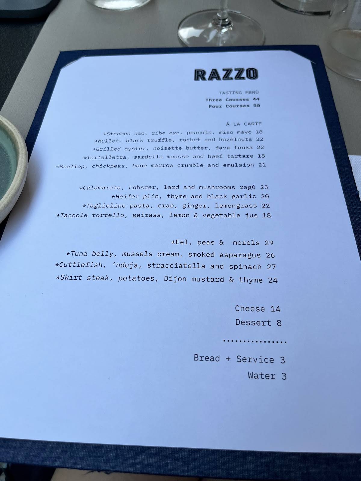 Menu de Razzo