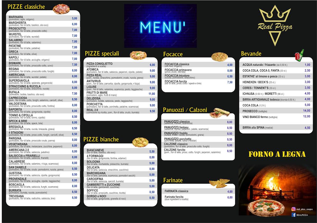 Menu de Real Pizza