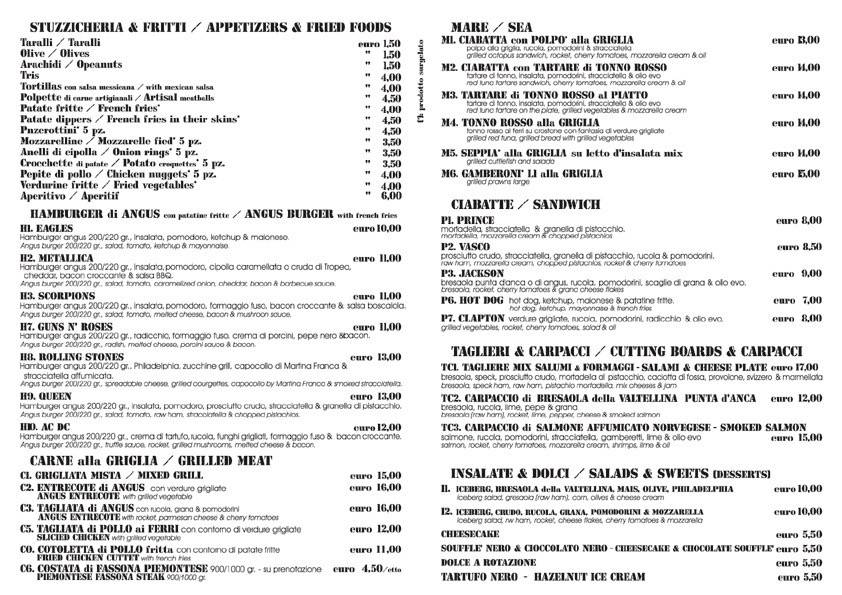 Menu di Red Ristorante pub Mesagne centro storico 