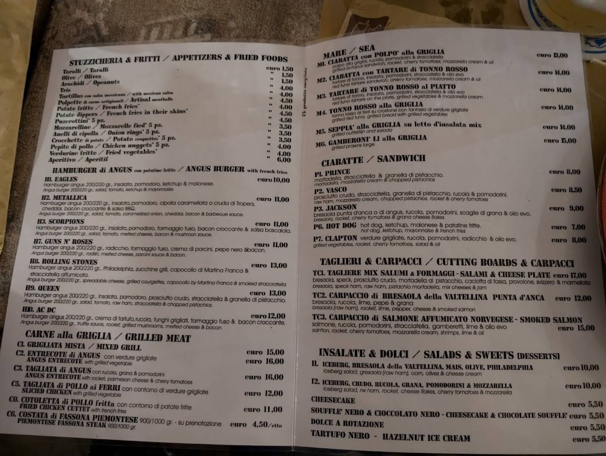 Menu di Red Ristorante pub Mesagne centro storico 