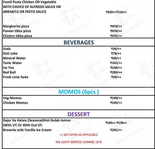 Reefuel Cafe menu