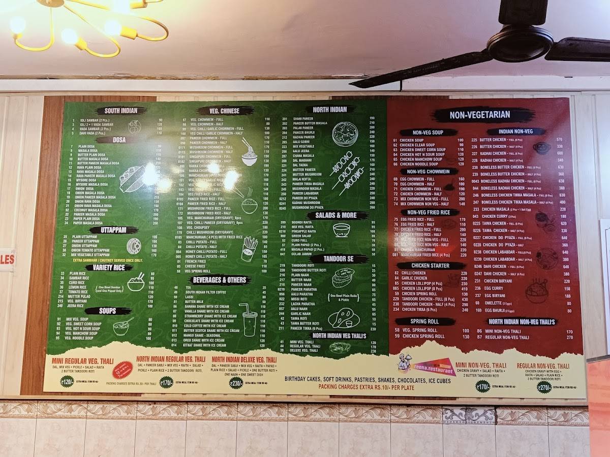 Reena Restaurant menu