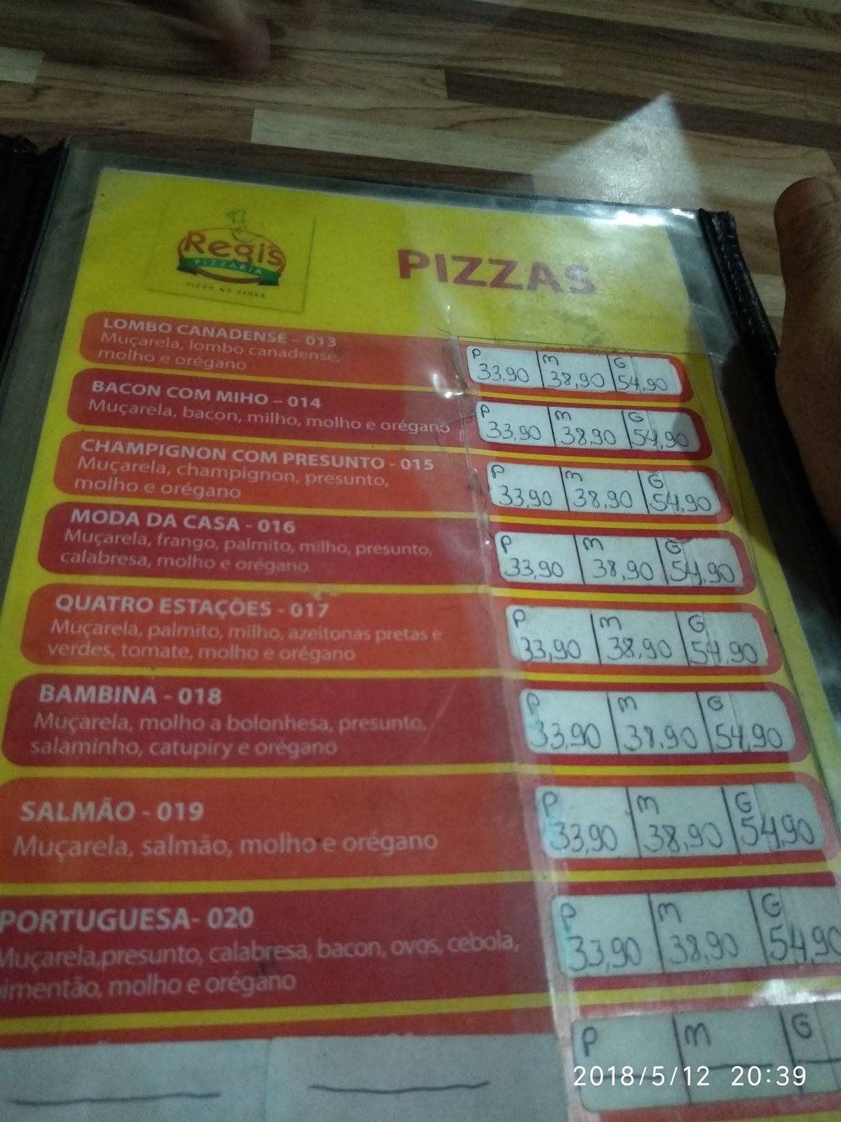 Regis Pizzaria Ipatinga cardápio