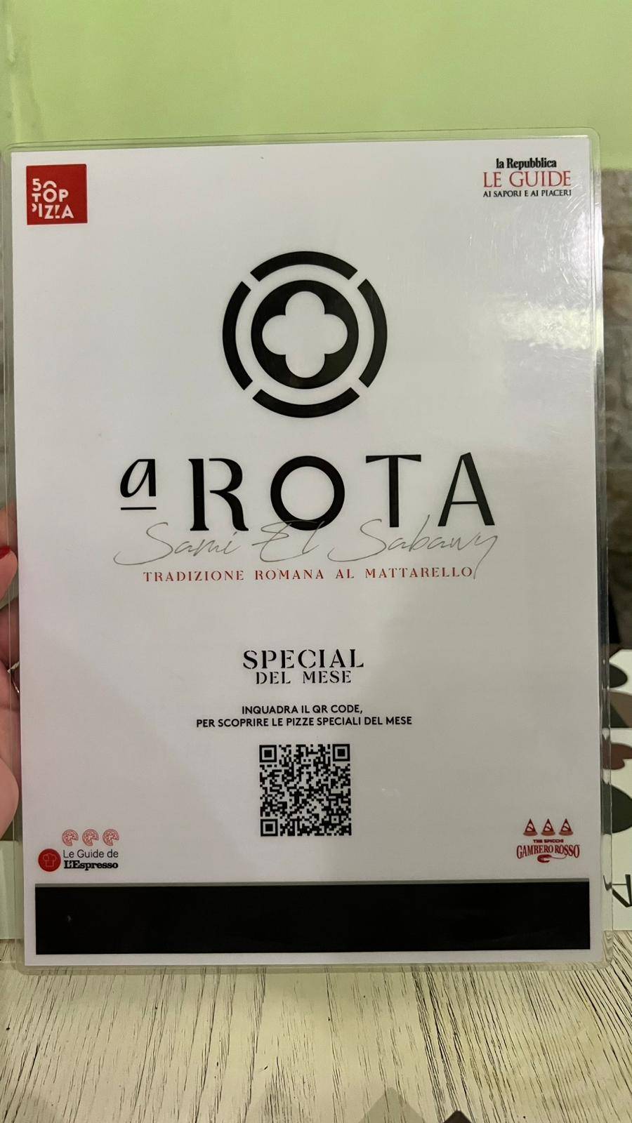 Menu di A Rota Pizzeria Romanesca 