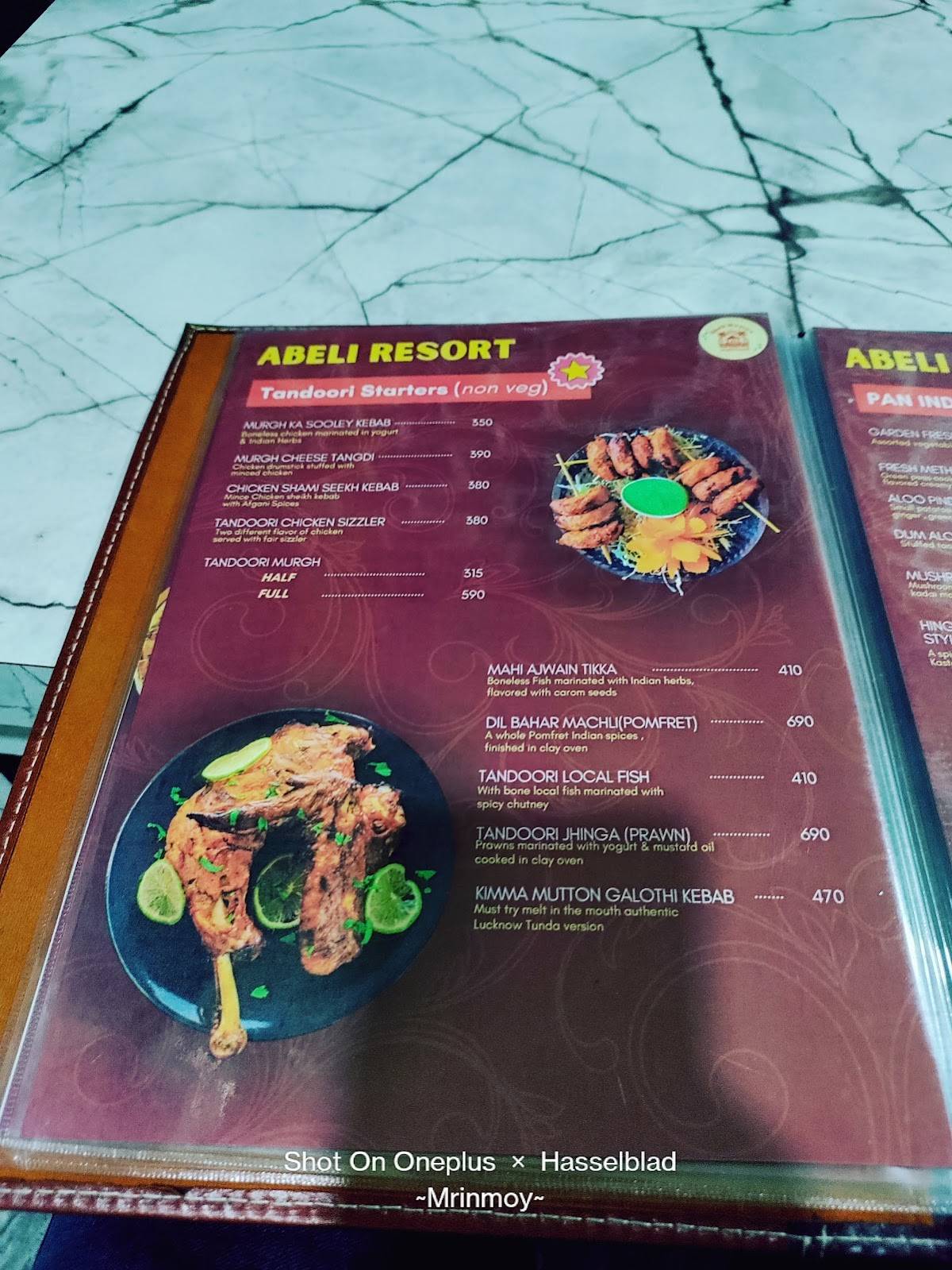 Abeli Resort menu