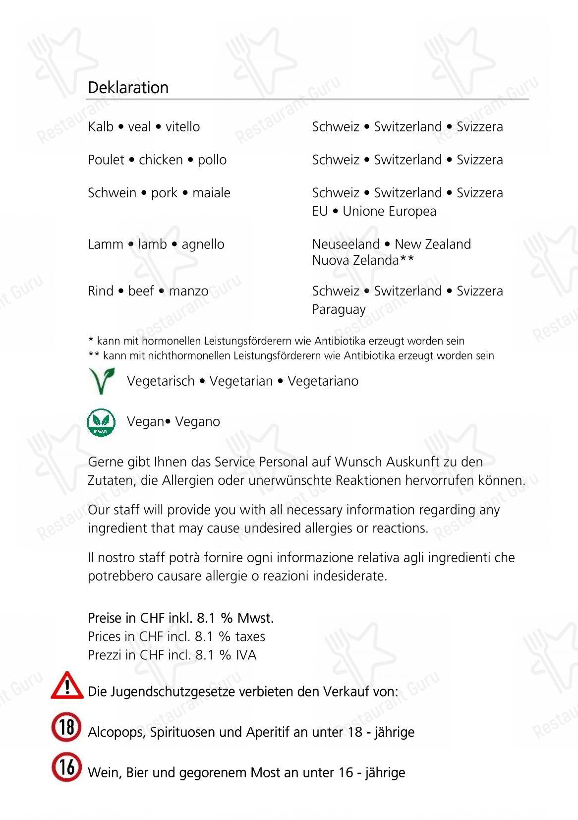 菜单 per Restaurant Acla in San Maurizio