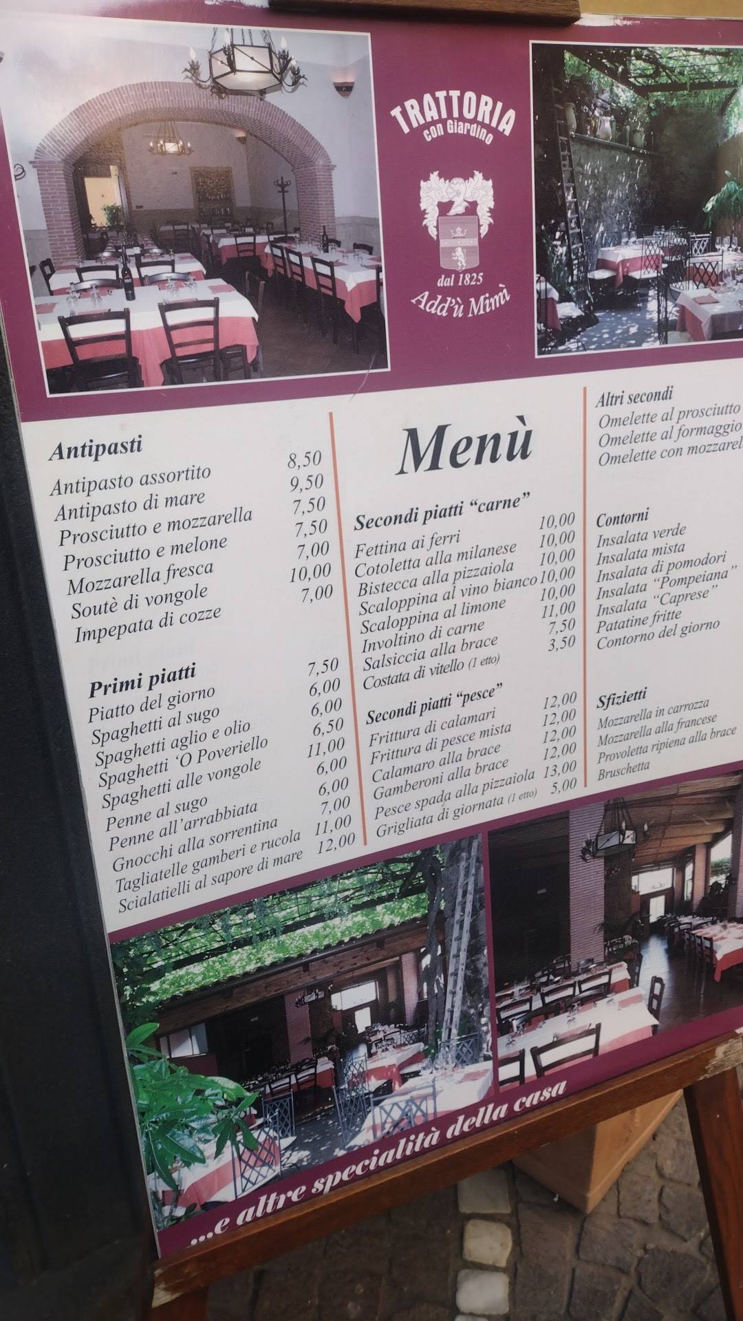 Menu di Add'ù Mimi 