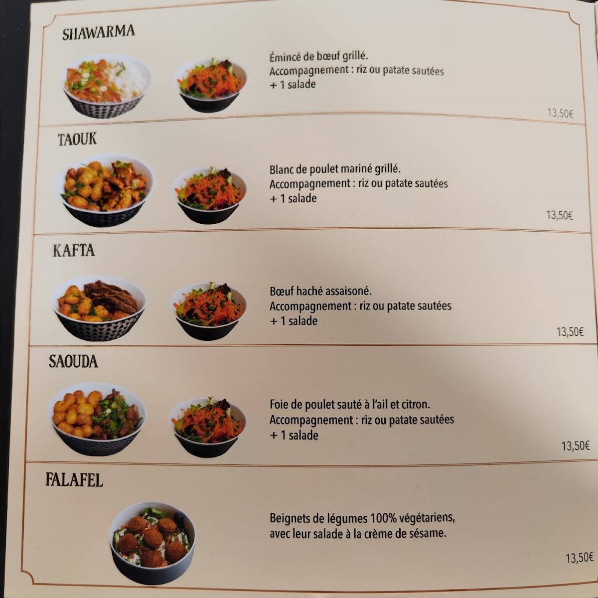 Menu de Adonys Hotel Dieu