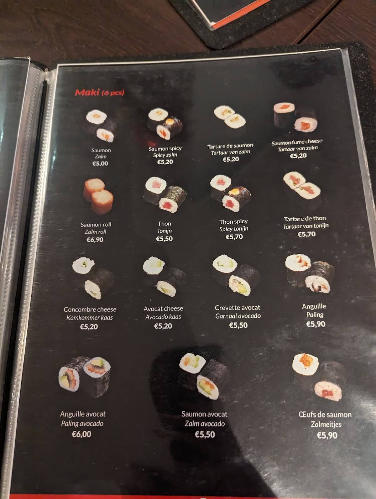 Menu de Akira - Cuisine Japonaise
