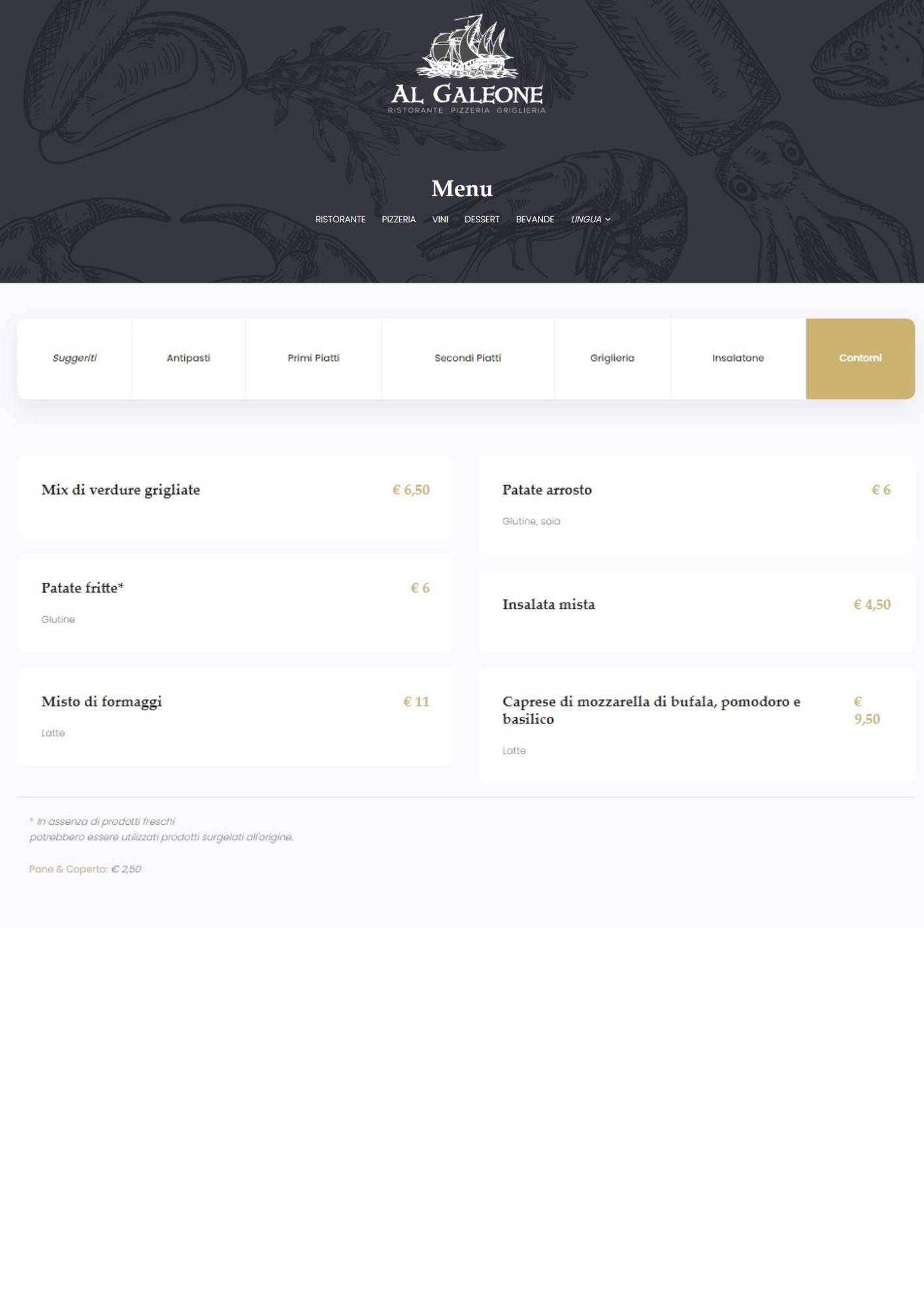 Menu di Al Galeone 