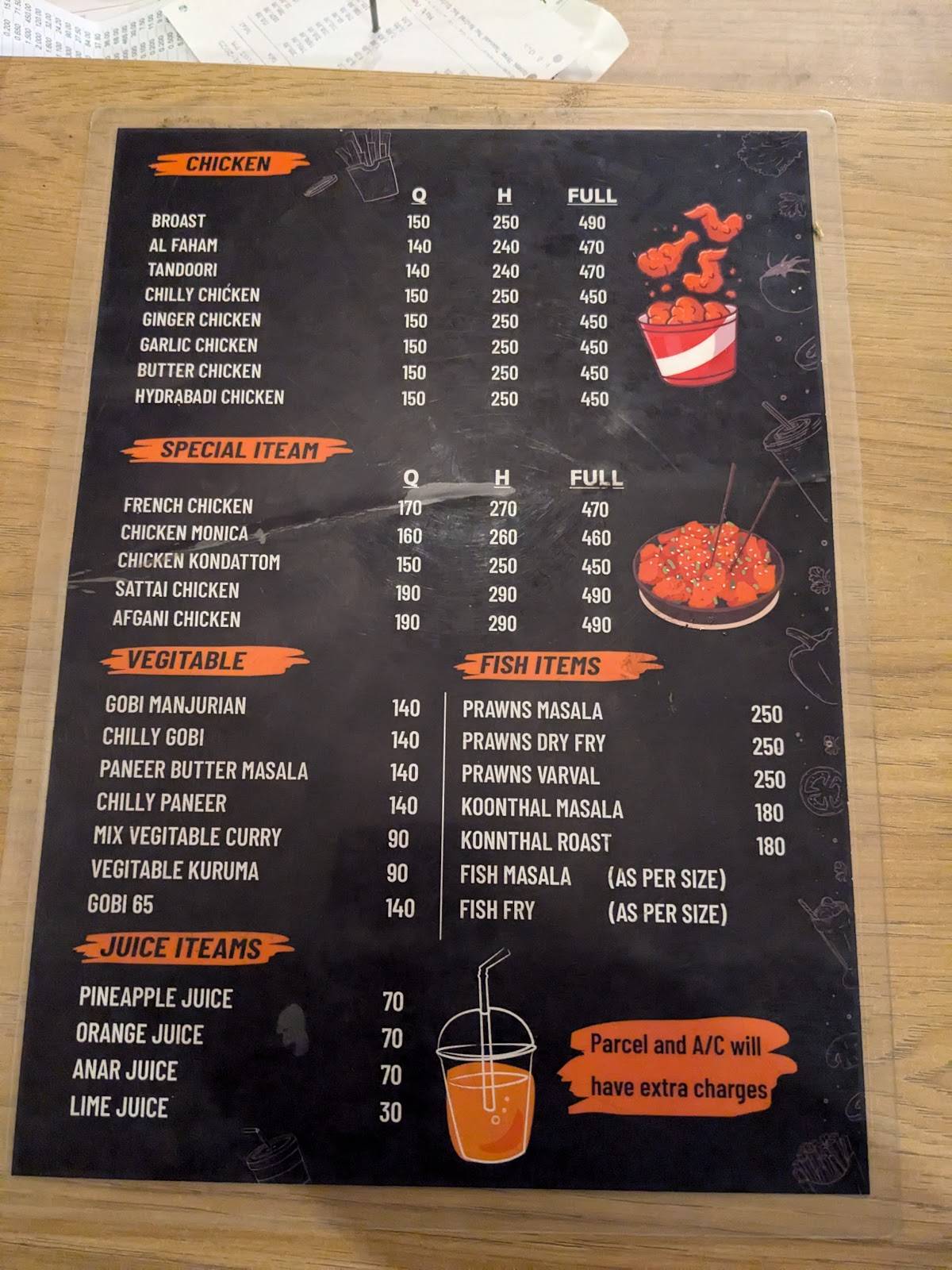Albaik Restaurant menu