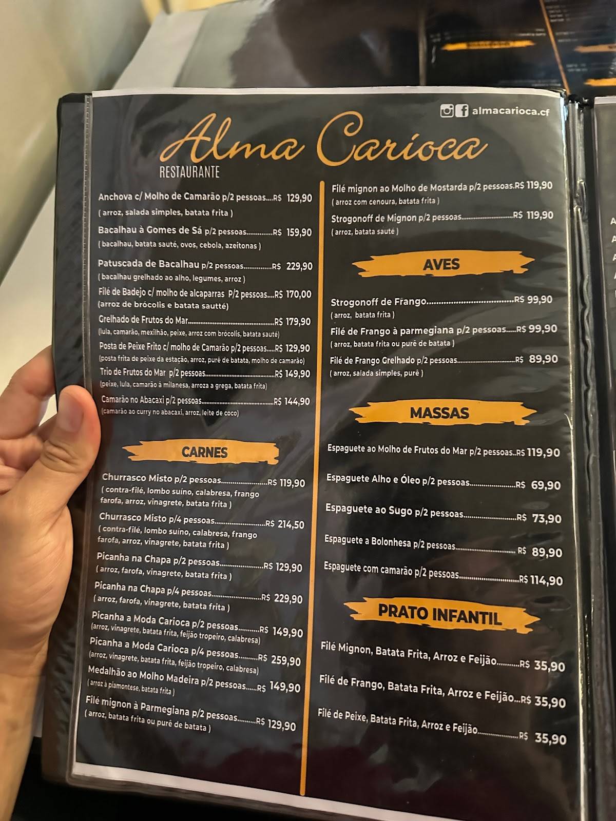 Alma Carioca cardápio