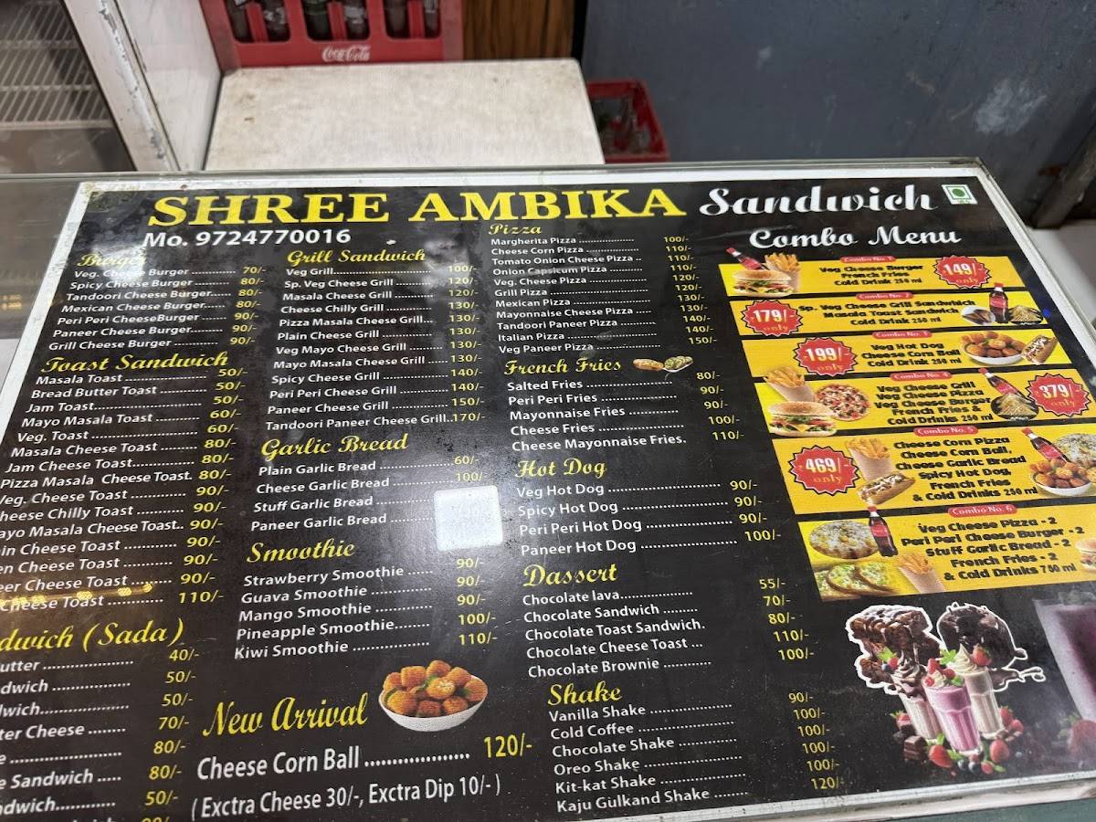 Ambika Sandwich House menu