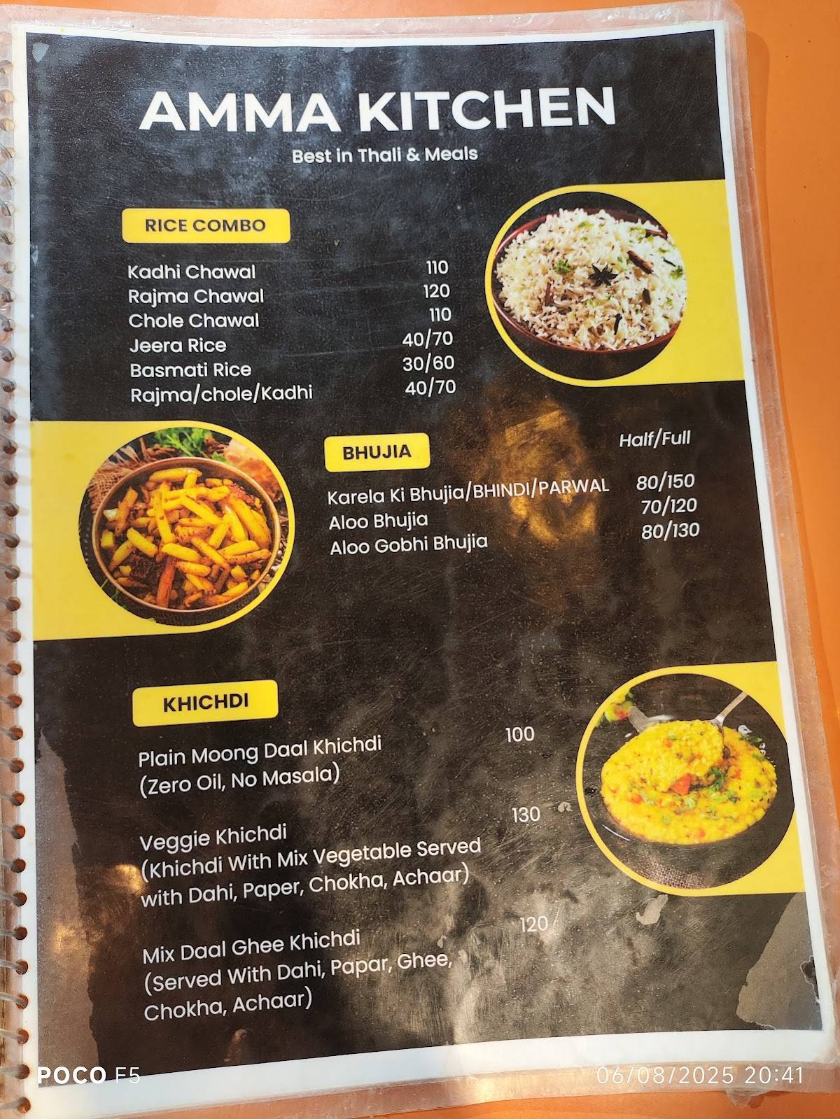 Amma Kitchen menu