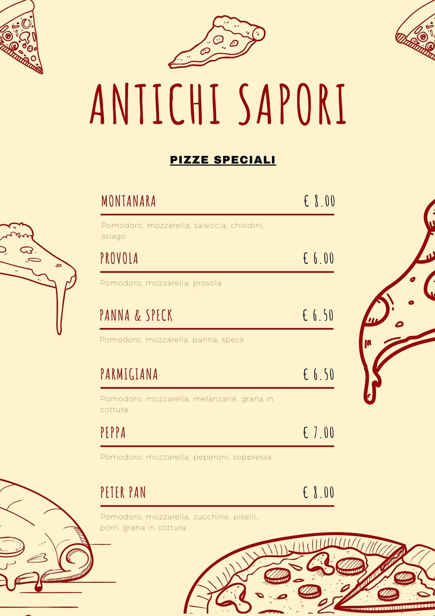 Menu di Antichi sapori trattoria pizzeria 