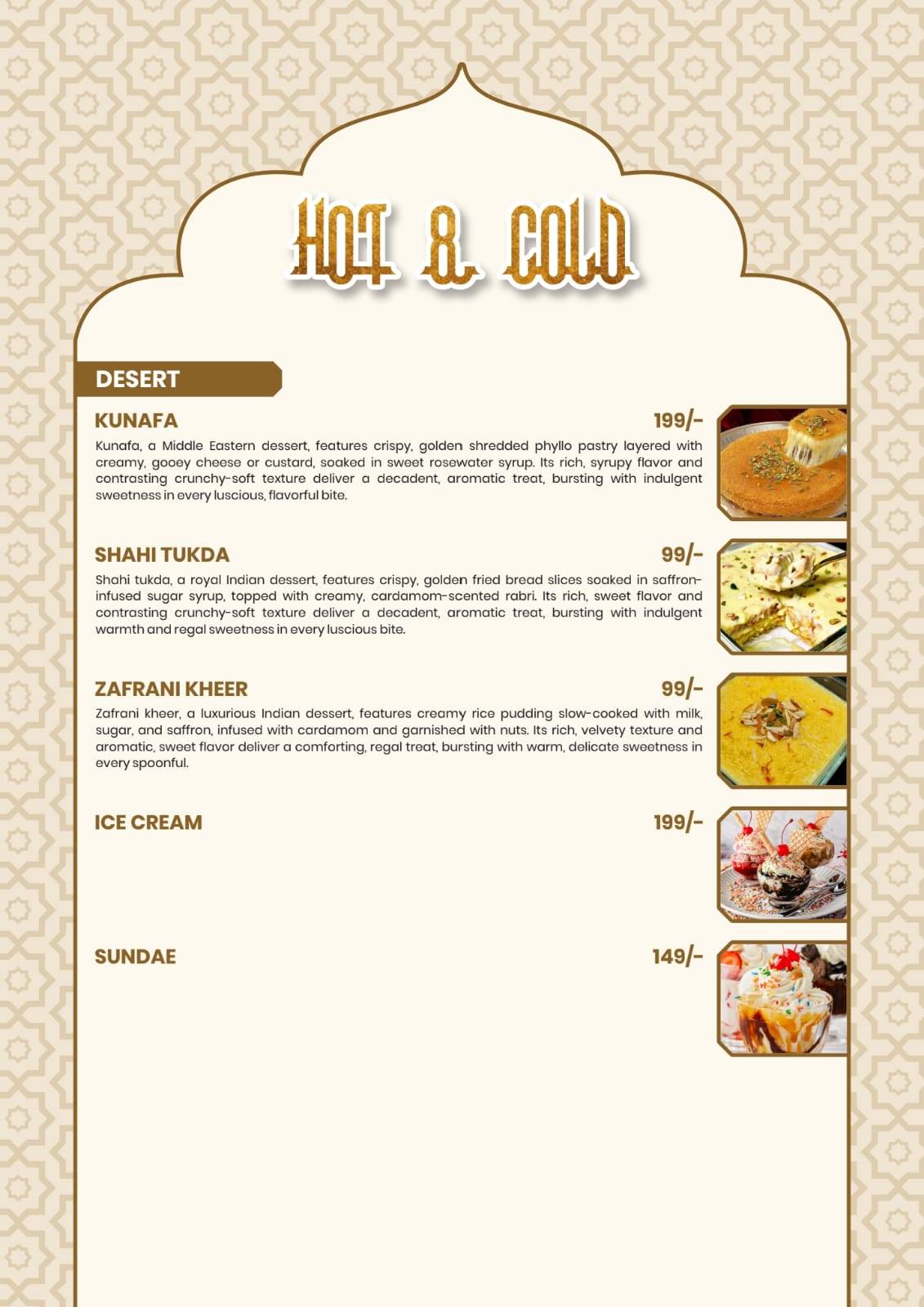 Arabesca lucknow menu