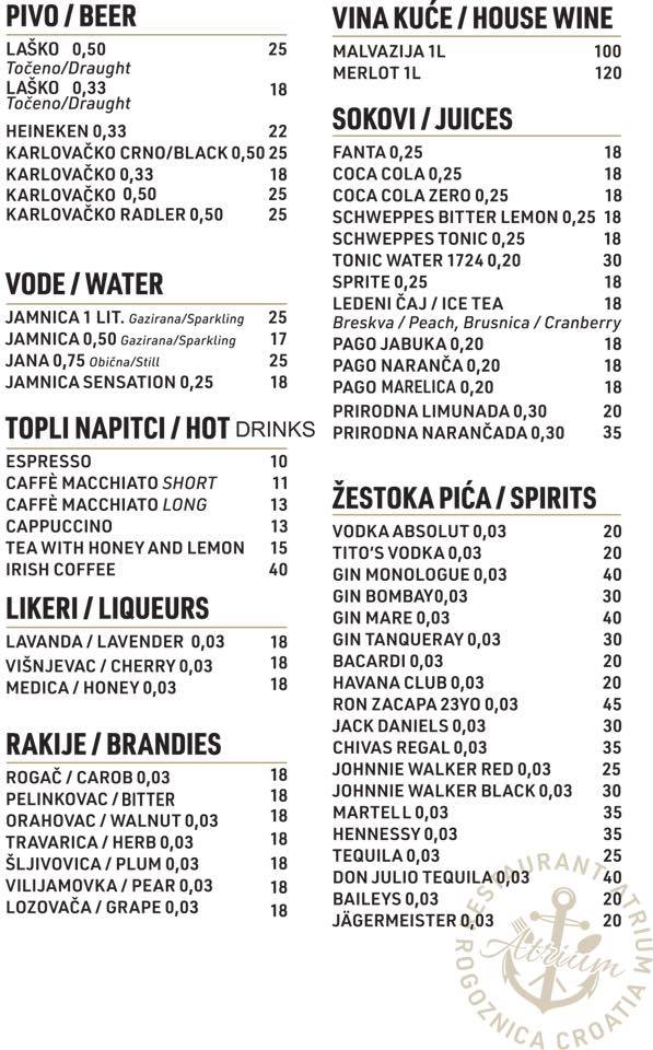 Menu di Restoran Atrium 