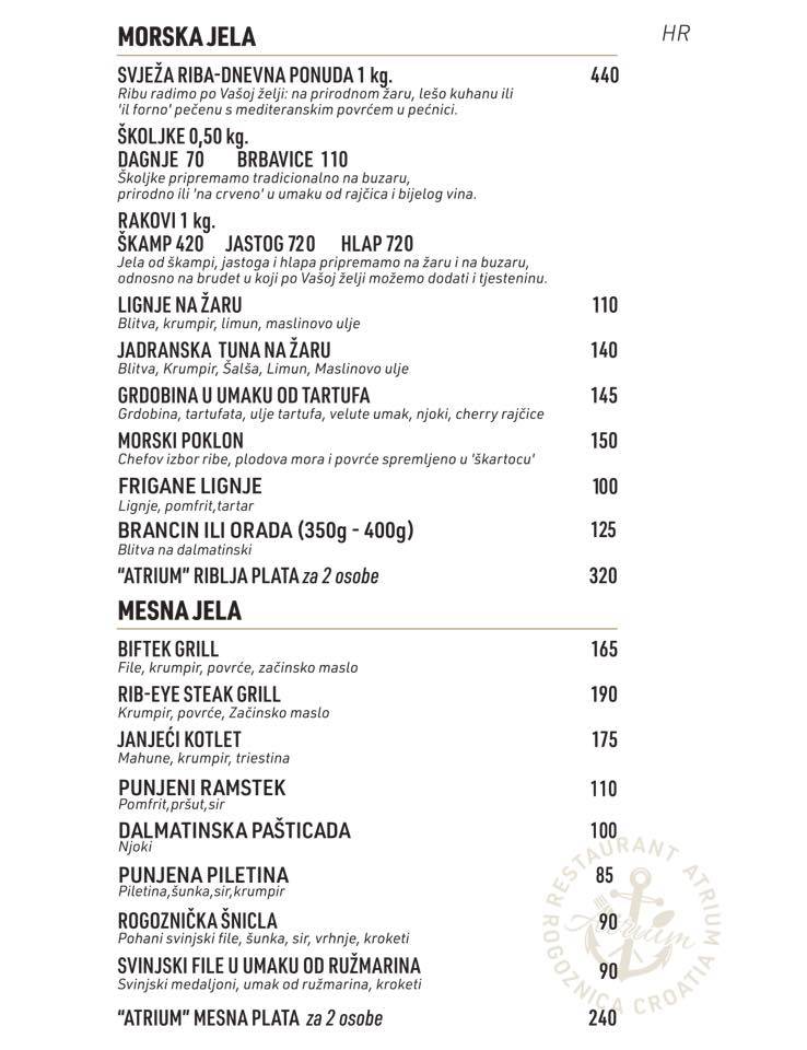 Menu di Restoran Atrium 