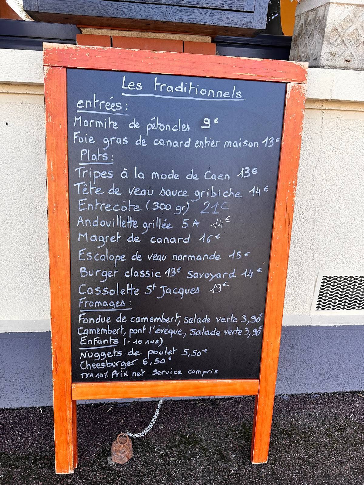 Menu au Au Vrai Normand Villers Bocage restaurant, VillersBocage