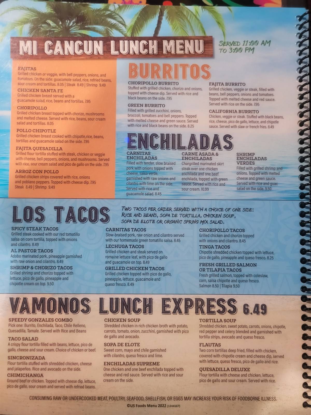 Menu at Ay Wey Mexican Kitchen + Tequila restaurant, Dunn