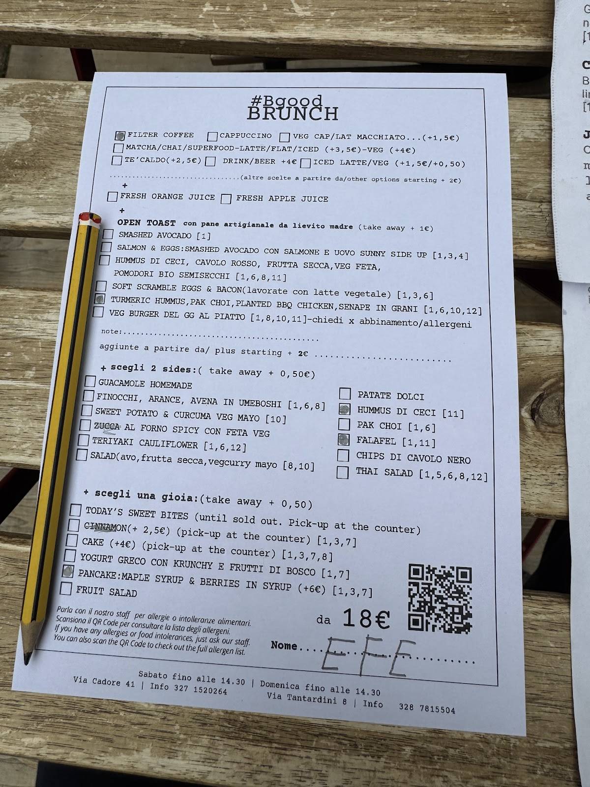 Menu di Bgood 