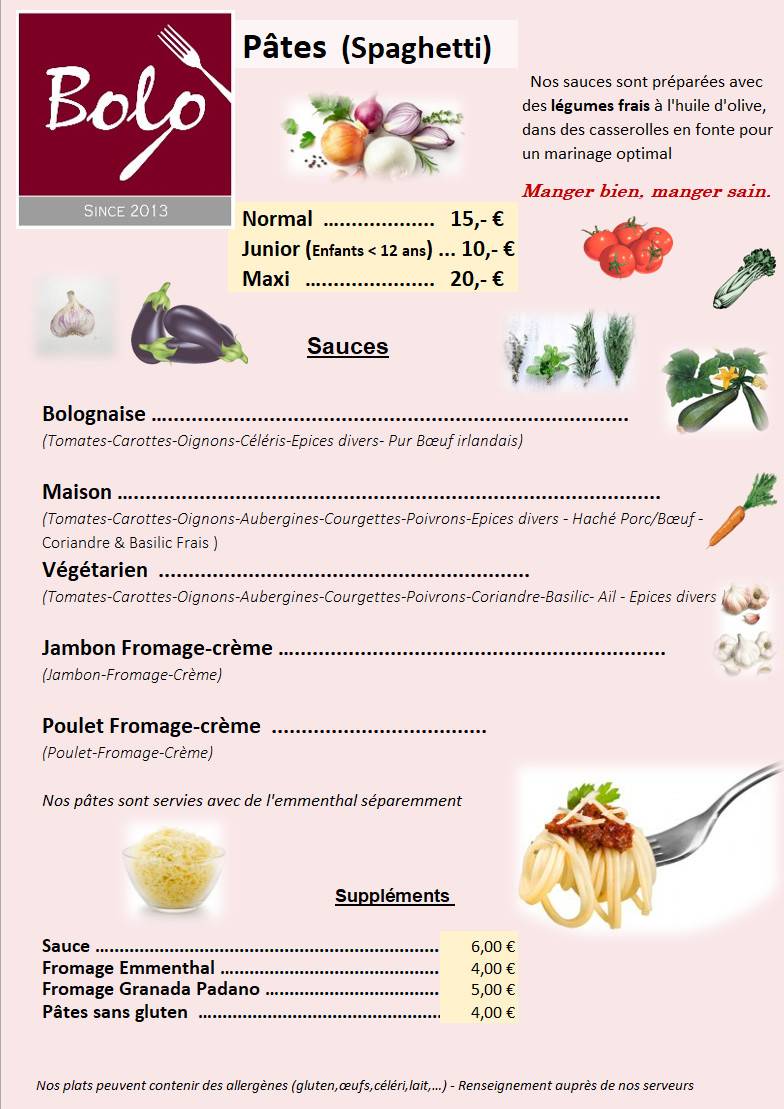 Menu de Bolo