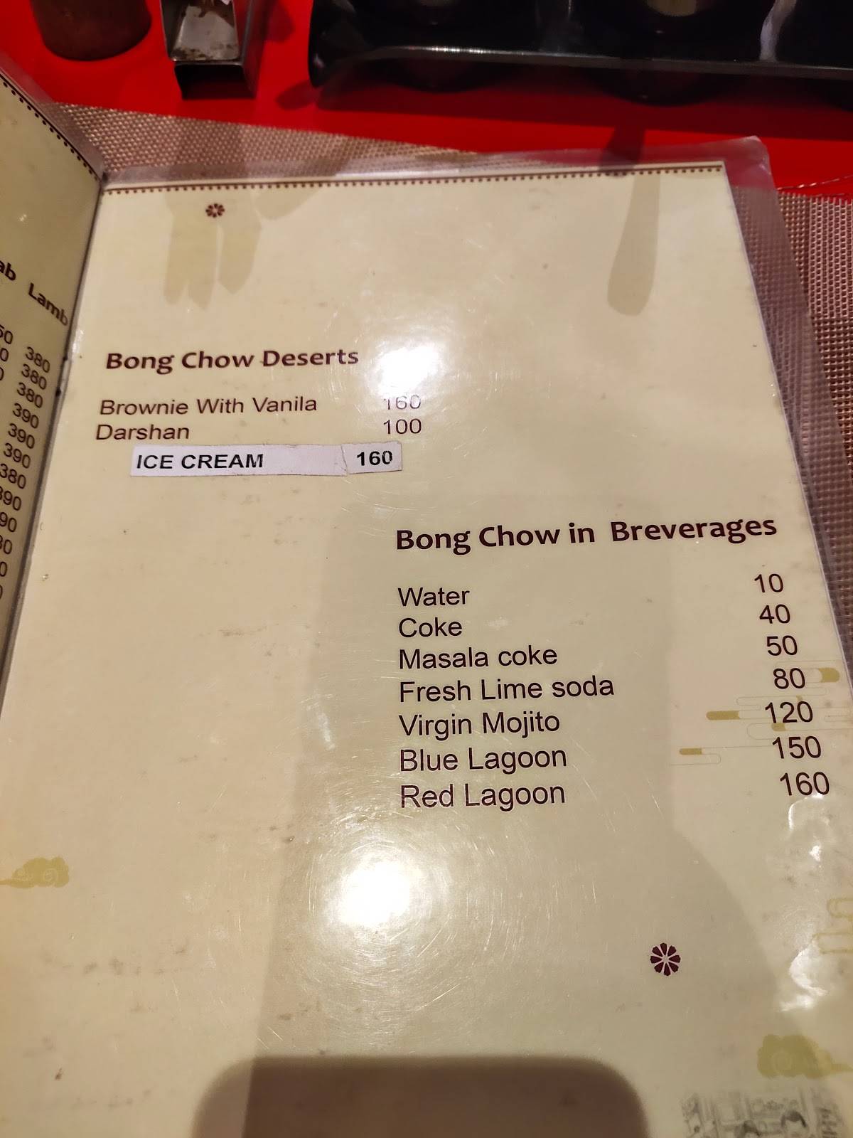 Bong Chow Studio menu