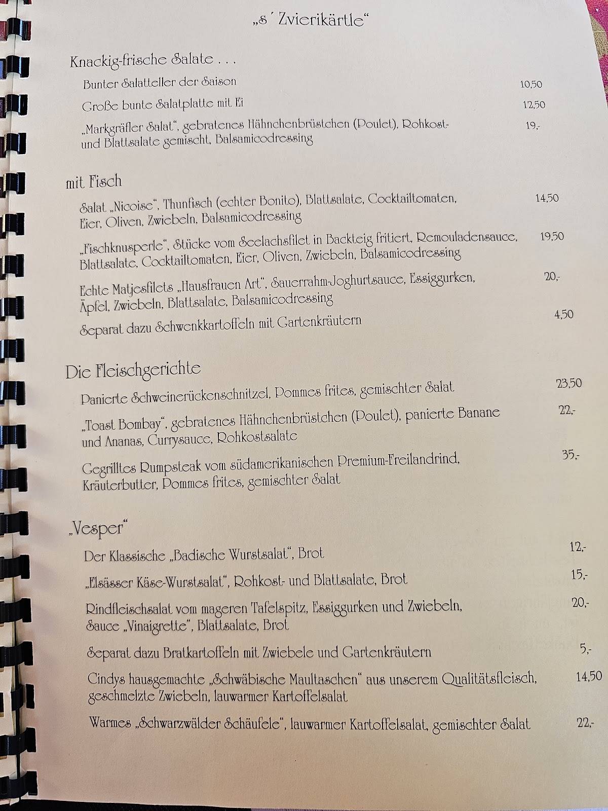 Menu de Restaurant Café Elke