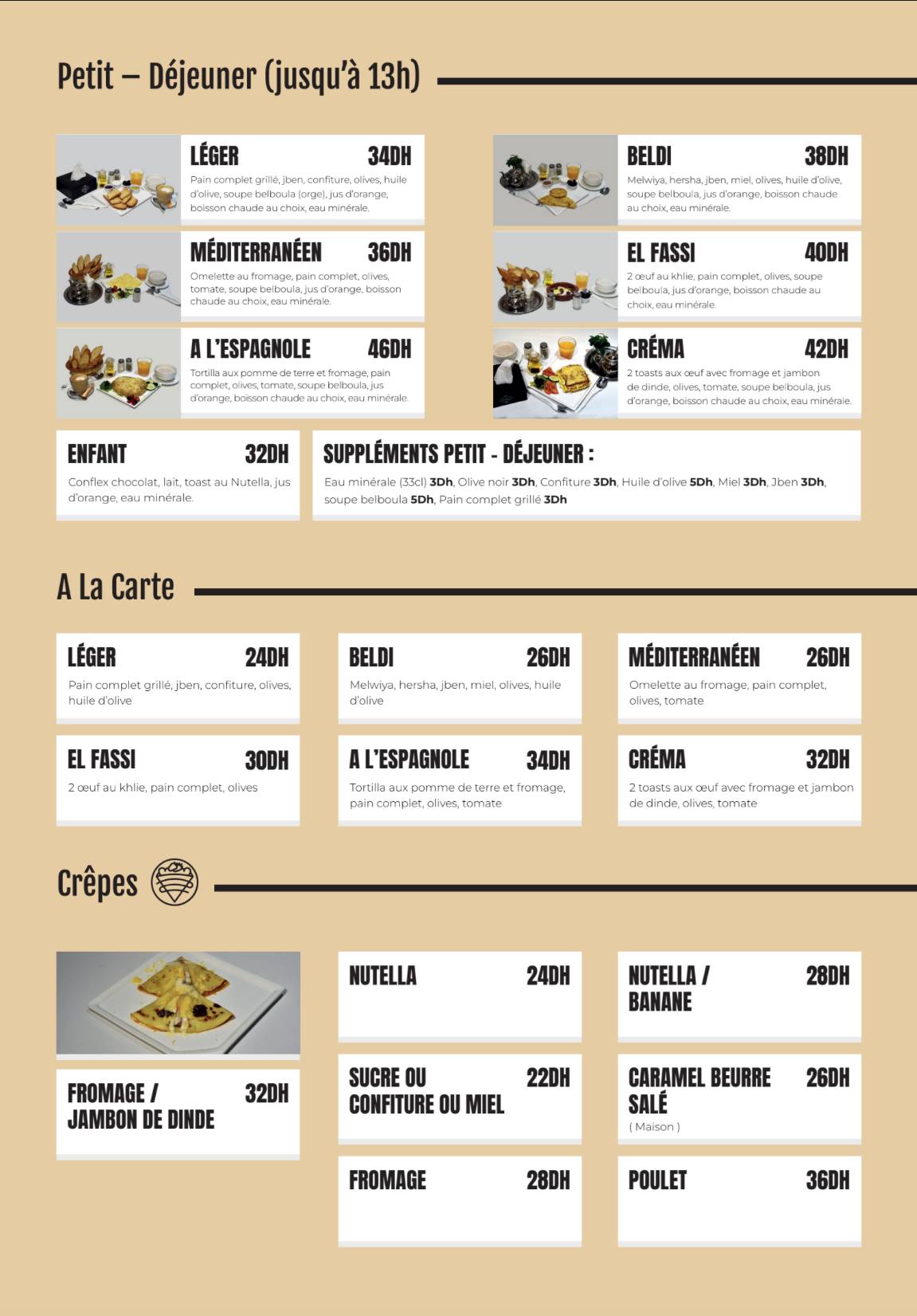 Menu de Café Restaurant Crema