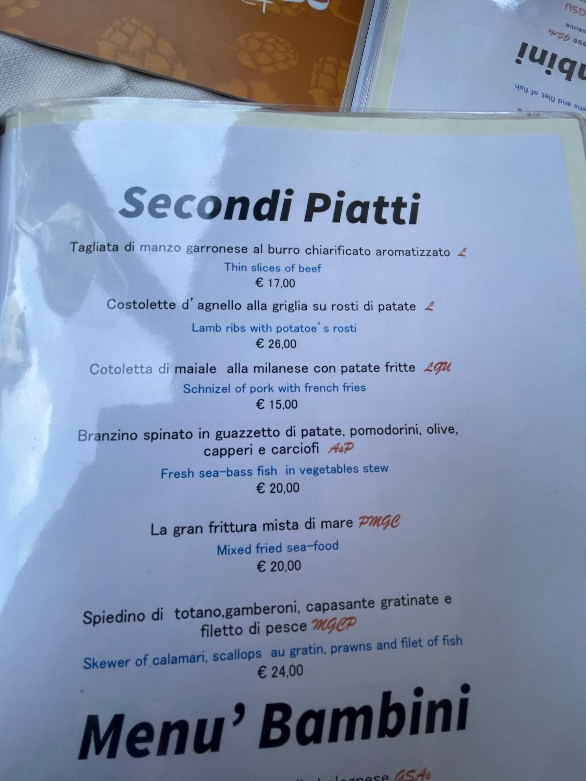 Menu di Cappuccini 