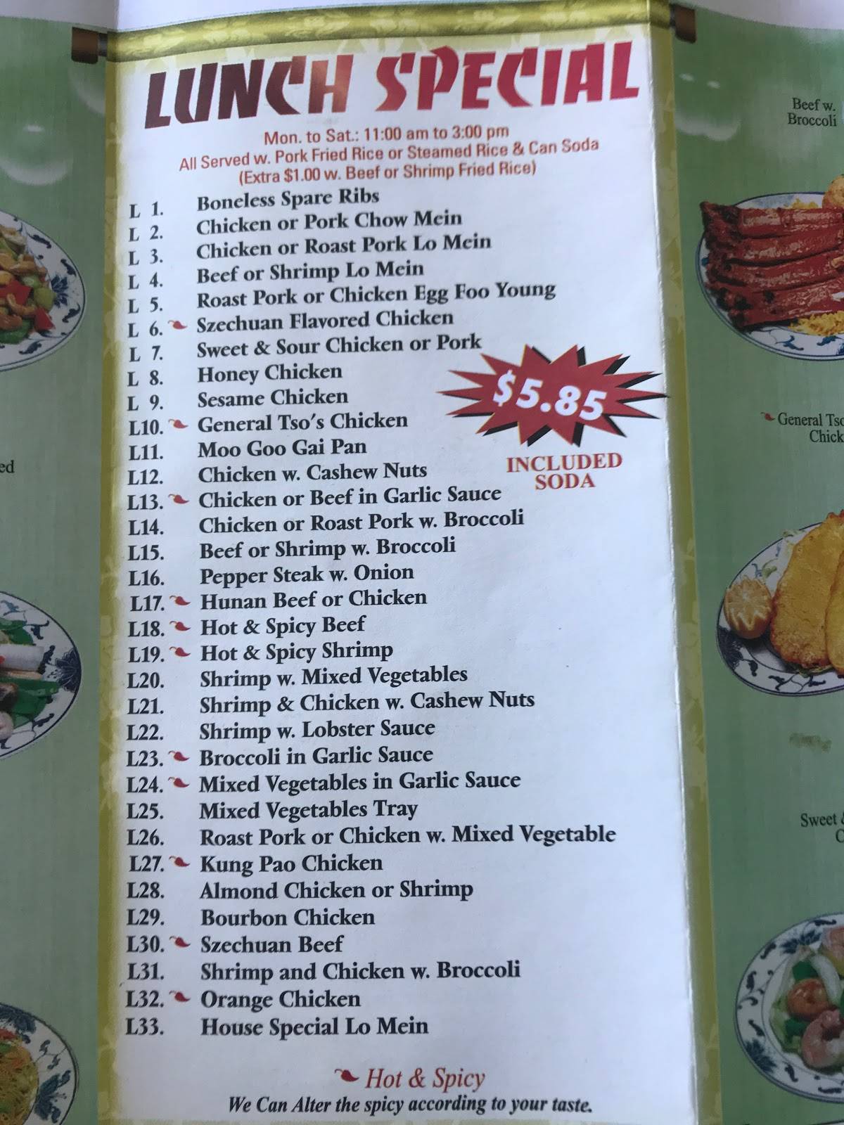 Menu at China Chef restaurant, Odessa